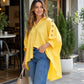 ⌛Tidsbegrenset tilbud – Oversized asymmetrisk dame-skjorte med hullmønster