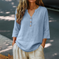 Casual bluse med V-hals og 3/4-ermer for damer