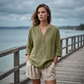 Casual bluse med V-hals og 3/4-ermer for damer