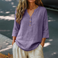 Casual bluse med V-hals og 3/4-ermer for damer