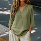 Casual bluse med V-hals og 3/4-ermer for damer