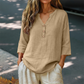Casual bluse med V-hals og 3/4-ermer for damer
