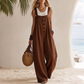 Jumpsuit for kvinner i fritidsstil med brede stropper og knapper