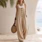 Jumpsuit for kvinner i fritidsstil med brede stropper og knapper