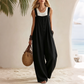 Jumpsuit for kvinner i fritidsstil med brede stropper og knapper