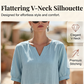 👗 Maxikjole i lin med V-hals og sideslisser
