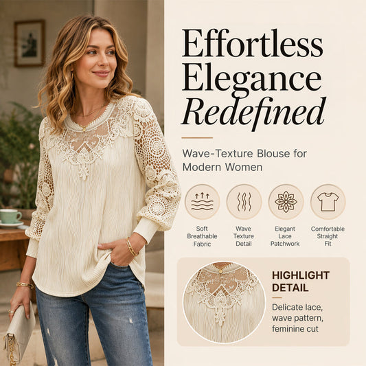 ⌛Tidsbegrenset tilbud – Elegant topp med blonder og lappeteppe-design for damer