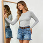 Elastiske cargoshorts i denim for kvinner – komfortable shorts med middels høy midje, arbeids- og fritidsshorts