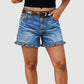Elastiske cargoshorts i denim for kvinner – komfortable shorts med middels høy midje, arbeids- og fritidsshorts