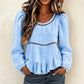 Casual bluse med puffermmer for kvinner