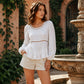 Casual bluse med puffermmer for kvinner