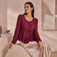 Casual bluse med puffermmer for kvinner