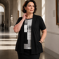 To-delt topp for kvinner med fargeblokker og imitert design