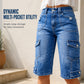Knelange cargoshorts i denim for damer, med lommer