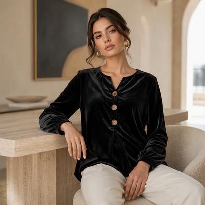 ✨🛍️Avslappet fløyelsbluse – lett og med elegant finish for hverdagslig eleganse