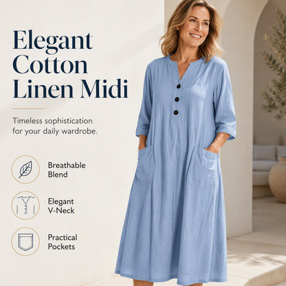 🏖️Populært tilbud: 50 % rabatt🏝️👗 Oversized A-linje-midikjole for damer med lommer✨