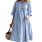 🏖️Populært tilbud: 50 % rabatt🏝️👗 Oversized A-linje-midikjole for damer med lommer✨