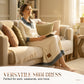 Midi-kjole i patchwork-strikk med denim for damer