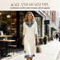 Midi-kjole i patchwork-strikk med denim for damer