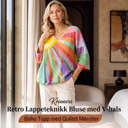 Dame retro lappet V-hals bluse