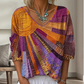 Dame retro lappet V-hals bluse