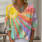 Dame retro lappet V-hals bluse