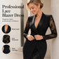 Elegant bodycon-kjole for kvinner med V-hals og blonder på ermene