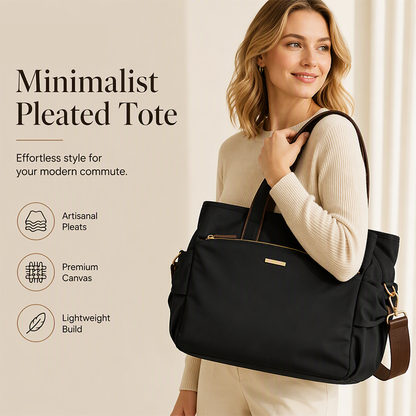 📢📢50 % RABATT !! ⏰Uformell totebag i kanvas med plisserte sidelommer for kvinner