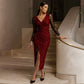 Glitrende bodycon-kjole for kvinner med nettingermer