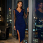 Glitrende bodycon-kjole for kvinner med nettingermer