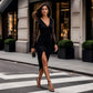 Glitrende bodycon-kjole for kvinner med nettingermer