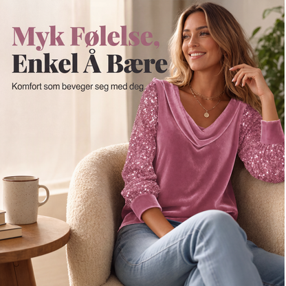 Skinnende fløyel langermet topp