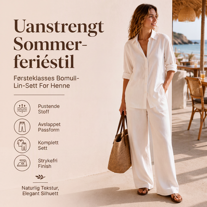 Sett med uformell skjorte og vide bukser for kvinner