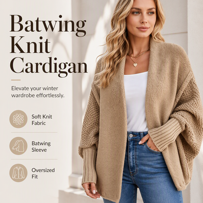 Kortstrikket cardigan med batwing-ermer for damer