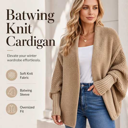 Kortstrikket cardigan med batwing-ermer for damer