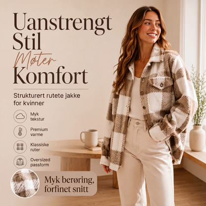 Dame rutete koselig jakke med knapper