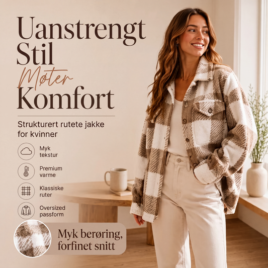 Dame rutete koselig jakke med knapper