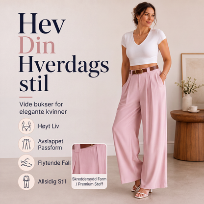 Elegante høytaljede vide dressbukser for kvinner