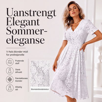 Elegant blondekjole med V-hals for kvinner