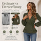 Peplum-bluse med V-hals og lanterneermer for damer