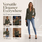 Peplum-bluse med V-hals og lanterneermer for damer