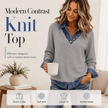 👖 50 % RABATT I BEGRENSET TID! ✨ Langermet casual-top i patchwork-stil for damer