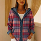 Hettejakke i patchwork-denim for damer