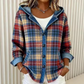 Hettejakke i patchwork-denim for damer