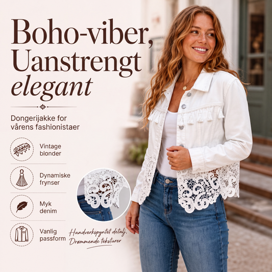⏰Siste dag i salget – 50 % rabatt 💃Damejakke i dongeri med blonder
