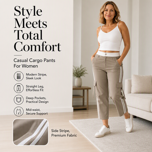 🍁Ny høstkolleksjon – Sporty capri-cargobukser med sidestriper for damer