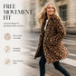 Stilig kunstpelsjakke med leopardmønster for kvinner