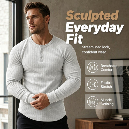 Henley-skjorte i slim fit for menn