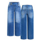 Elastiske jeans med vide ben for kvinner