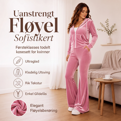Sett med fløyelsgenser med glidelås og utbukste bukser for kvinner
